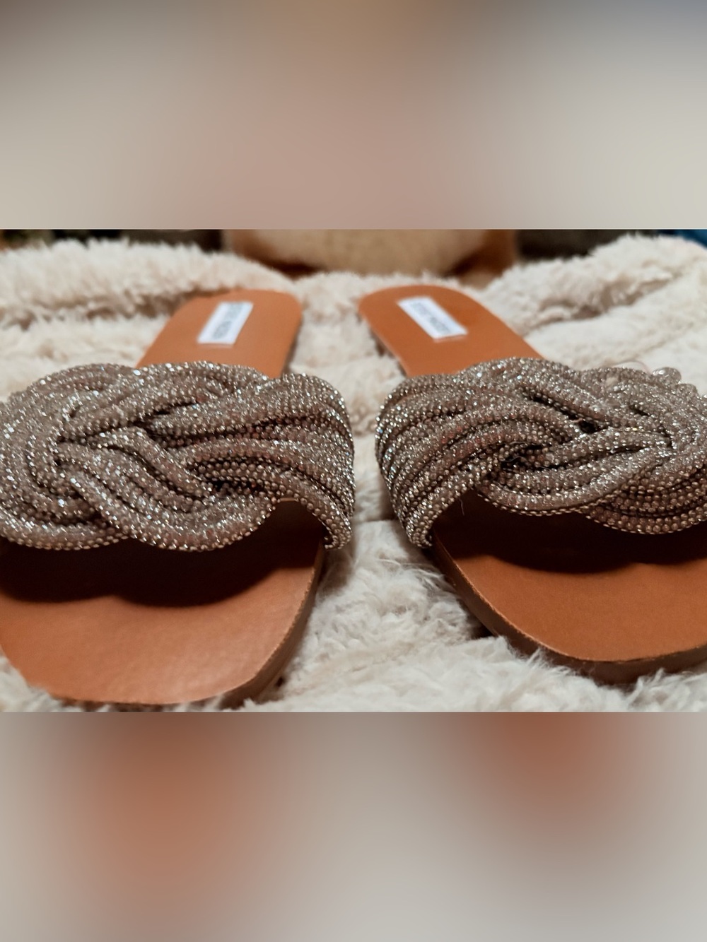 Steve Madden Glitter Braided Slide Sandals in Silver
